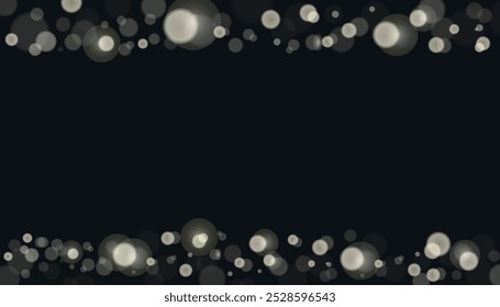 Bokeh gris claro brillante sobre fondo Horizontal. Destellos de luz de punto de destello de lente de Vector o rayos brillantes brillantes brillantes para la Plantilla de diseño de celebración de Navidad de moda moderna. Partículas de oro brillantes