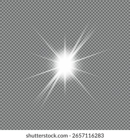 Luz brillante que ilumina con la forma de la estrella que estalla con brillo y energía