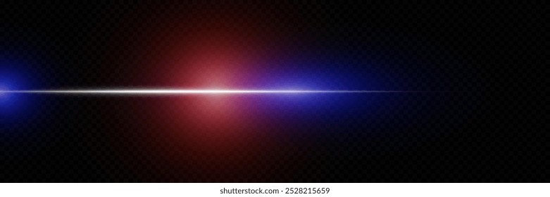 Bright light line of light. Magical glare effect. On a transparent background.