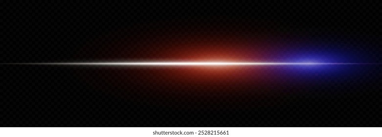 Bright light line of light. Magical glare effect. On a transparent background.