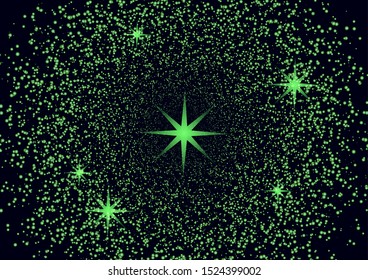 Bright light particles glitter background effect. Magic glow sparkling texture. Magic star dust dust spark explosion effect on black background. Vector illustration