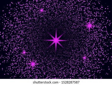 Bright light particles glitter background effect. Magic glow sparkling texture. Magic star dust dust spark explosion effect on black background. Vector illustration