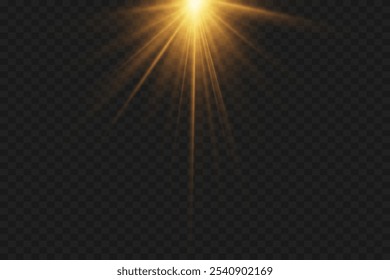 Bright light rays, light flash effect. On a transparent background.