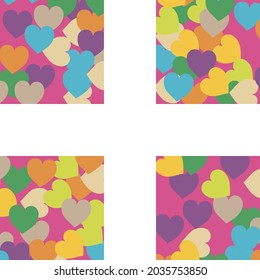 Bright Light Romantic Wedding Art Background. Violet Colorful Purple Modern Art Pattern. Pink Blue Hearts Love Confetti Vector Style. Beige Pastel Multicolor Saint Valentine Art Illustration.