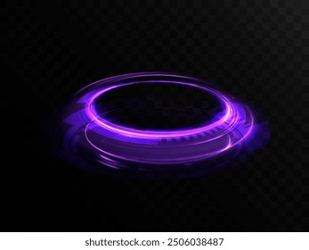 Podium de téléportation rond lumineux. Effet De Portail Sur Fond Noir PNG. Magic Gate Dans Le Jeu De Fantaisie. Image vectorielle