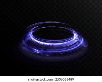 Bright Light Round Teleportation Podium. Portal Effect On Dark Background PNG. Magic Gate In Fantasy Game. Vector