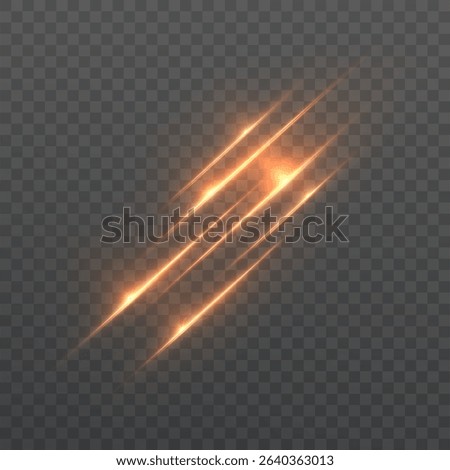 Bright light scratches with fire cut effect on transparent background. Suitable for battle scenes, games and dynamic design.