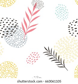 Bright and light seamless vector pattern with leaves