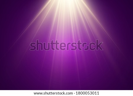 A bright light shining on a transparent background. Light rays emanating from a light source.