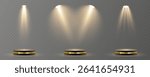 Bright light source cuts through dim background. Row of spotlights builds stage intensity quickly. Theatrical lighting forms cinematic composition. Soft shadows enhance abstract visual depth.