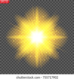 Bright light of the sun, stars