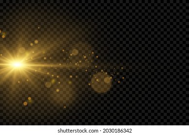 The bright light of the sun. Transparent sunlight. Front solar lens flare. 