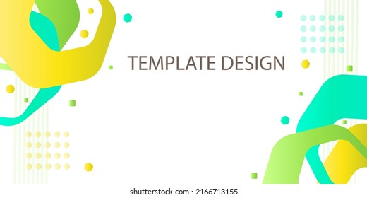 Bright light template design with abstract wavy shapes, dots and lines in green and yellow. Vector isolated illustration for the design of banners, cards, flyers, advertising.