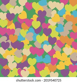 Bright Light Warm Saint Valentine Modern Design. Blue Yellow Violet Modern Art Pattern. Purple Rainbow Hearts Love Confetti Vector Style. Modern Pastel Simple Romantic Wedding Art.