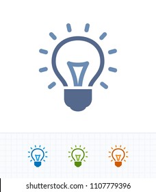 Bright Lightbulb - Contrast Imprint Icons. A professional, pixel-aligned icon.