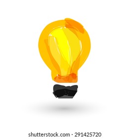 Bright lightbulb made of paintbrush stroke as idea concept