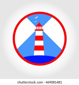 Bright  Lighthouse Icon, vector illustration