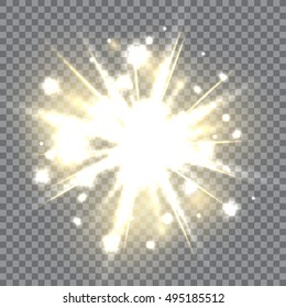 Bright lighting effect. Rays, beams on a transparent background. Vector illustration.