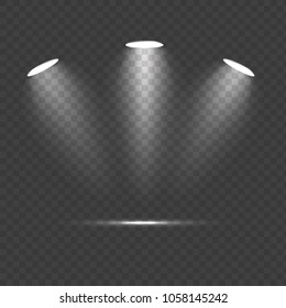 Bright lighting with spotlights. Vector.