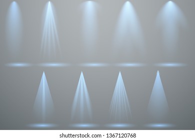 Bright lighting with spotlights. Vector Spotlights. Scene. Light Effects.