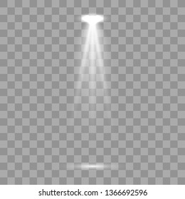 Bright lighting with spotlights.Scene illumination collection, transparent effects. Vector light sources, concert lighting, stage spotlights set. Vector illustration EPS10.