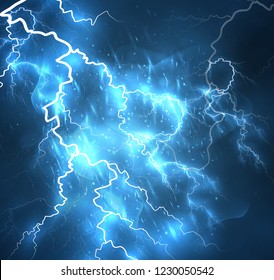 A bright lightning in the dark sky. Vector image