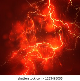 A bright lightning in the dark sky. Vector image