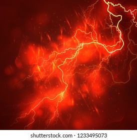 A bright lightning in the dark sky. Vector image