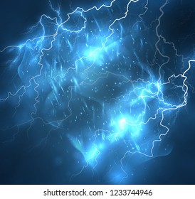 A bright lightning in the dark sky. Vector image