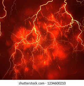 A bright lightning in the dark sky. Vector image