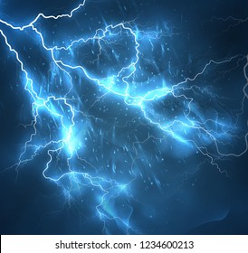 A bright lightning in the dark sky. Vector image