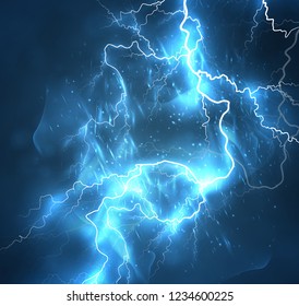 A bright lightning in the dark sky. Vector image