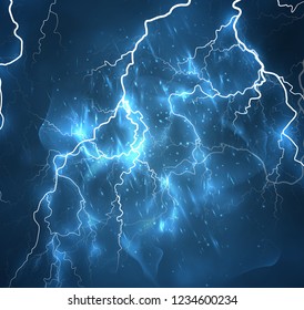A bright lightning in the dark sky. Vector image