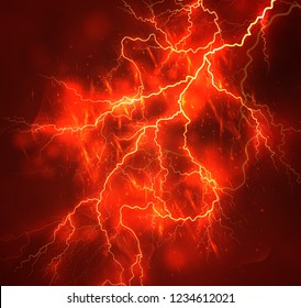 A bright lightning in the dark sky. Vector image