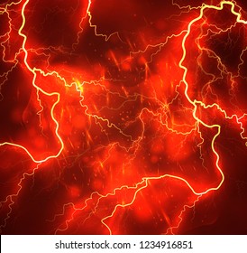 A bright lightning in the dark sky. Vector image