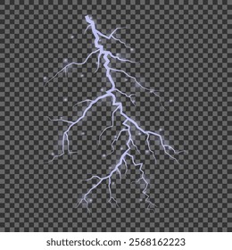 Bright lightning effect, lightning electric discharge, bright light effect PNG. Lightning energy discharge effect isolated on transparent background for web design and illustrations.