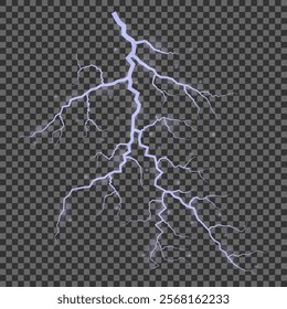 Bright lightning effect, lightning electric discharge, bright light effect PNG. Lightning energy discharge effect isolated on transparent background for web design and illustrations.