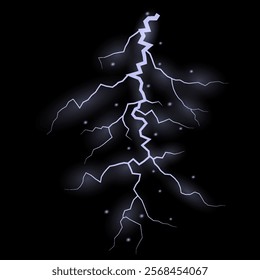 Bright lightning effect, lightning electric discharge, bright light effect PNG. Lightning energy discharge effect isolated on transparent background for web design and illustrations.