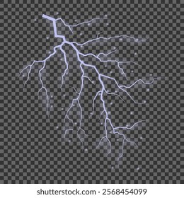 Bright lightning effect, lightning electric discharge, bright light effect PNG. Lightning energy discharge effect isolated on transparent background for web design and illustrations.