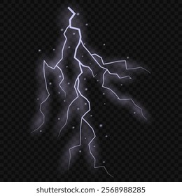 Bright lightning effect, lightning electric discharge, bright light effect PNG. Lightning energy discharge effect isolated on transparent background for web design and illustrations.