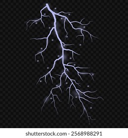 Bright lightning effect, lightning electric discharge, bright light effect PNG. Lightning energy discharge effect isolated on transparent background for web design and illustrations.