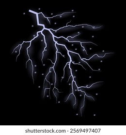 Bright lightning effect, lightning electric discharge, bright light effect PNG. Lightning energy discharge effect isolated on transparent background for web design and illustrations.