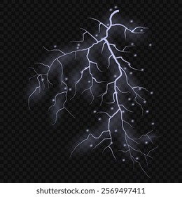 Bright lightning effect, lightning electric discharge, bright light effect PNG. Lightning energy discharge effect isolated on transparent background for web design and illustrations.