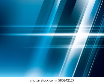 Bright lights on blue abstract background vector with stripes shapes