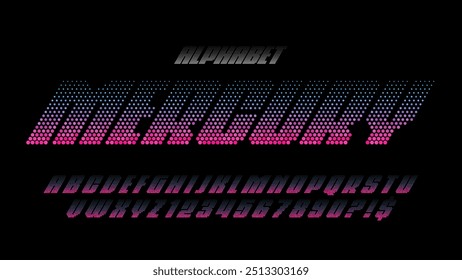 Luzes brilhantes pixel alfabeto, estilo disco, letras extra negrito. Ilustração vetorial