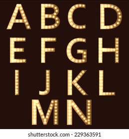 Bright lightsletters: part 1 of the alphabet.  Broadway style