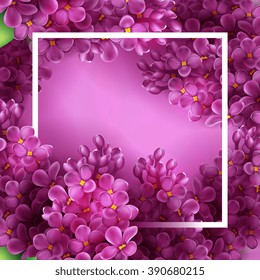 Bright lilac flowers decorative frame template