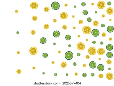 Bright Lime Background White Vector. Lemon Print Illustration. Yellow Simple Citrus. Juicy Tiled Set.