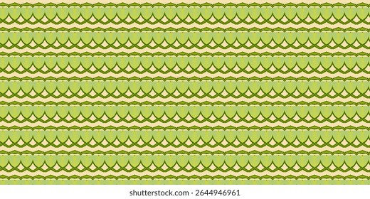 Bright lime green scallop pattern layered over beige background. A modern, abstract, and cheerful texture ideal for home décor, fabrics, or nature-inspired design.
