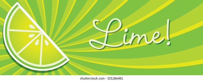 Bright lime wedge banner in vector format.